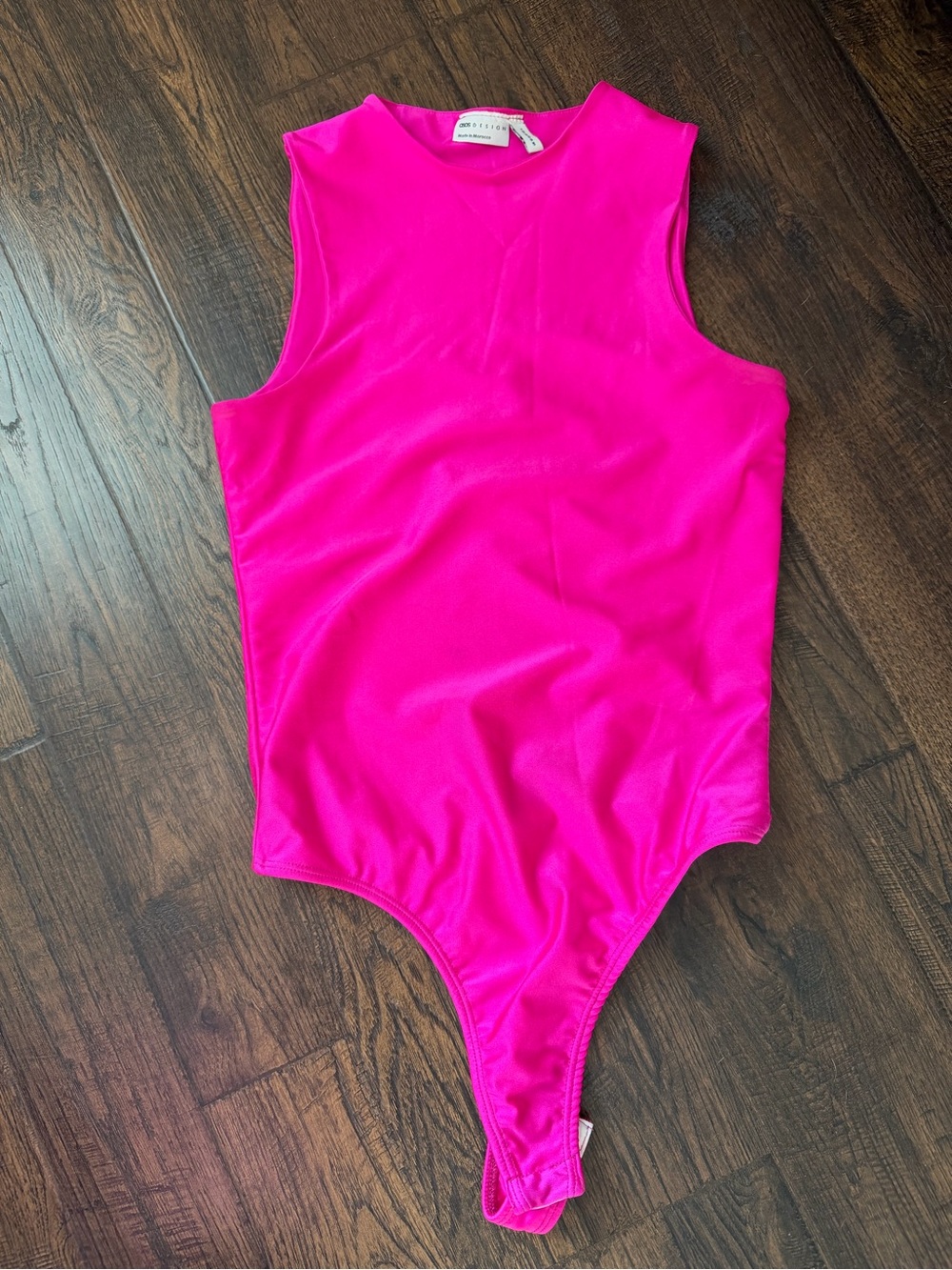 ASOS DESIGN disco racer bodysuit in hot pink